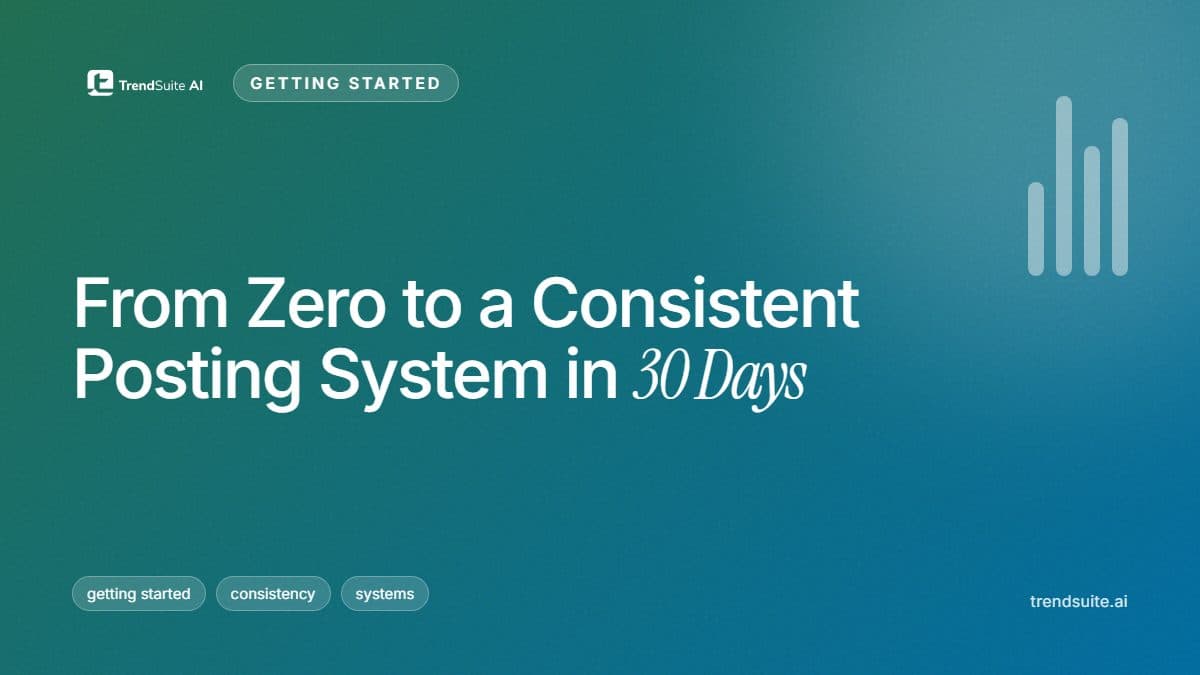 TrendSuite poster: From Zero to a Consistent Posting System in 30 Days