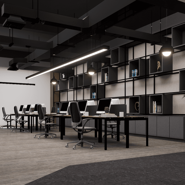A modern studio workspace, used as the backdrop of a sample carousel slide.